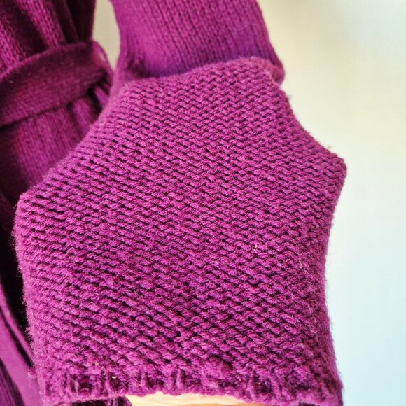 Sparrow Wool Blend Tie-Waist Shawl Neck Cardigan Pocket Purple - Picture 4 of 11